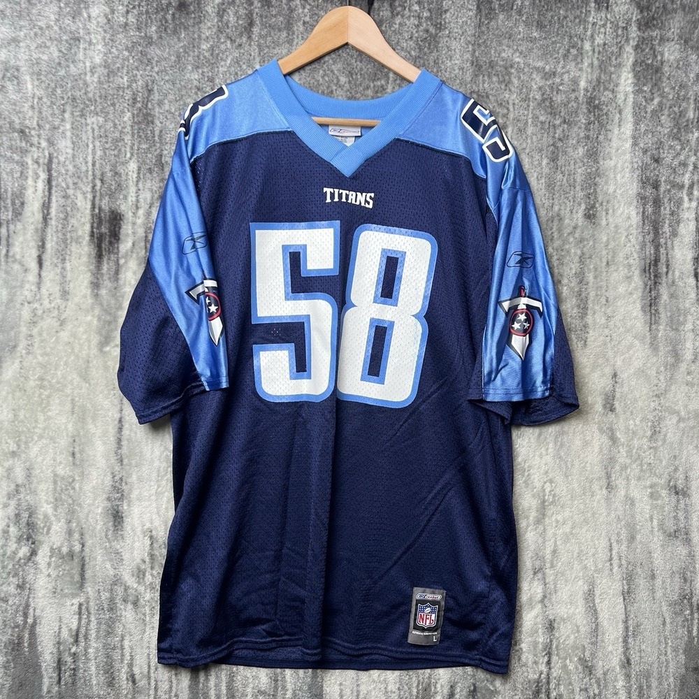 Vintage Y2K Tennessee Titans #58 Jersey Reebok Men's Size Large Blue